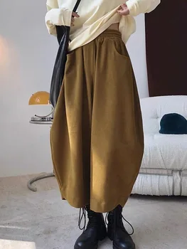 2023 Autumn Casual Harem Pants Women Cotton High Waisted Trousers Retro Loose Bloomers Women's Oversize Pants Baggy Sweatpants 1