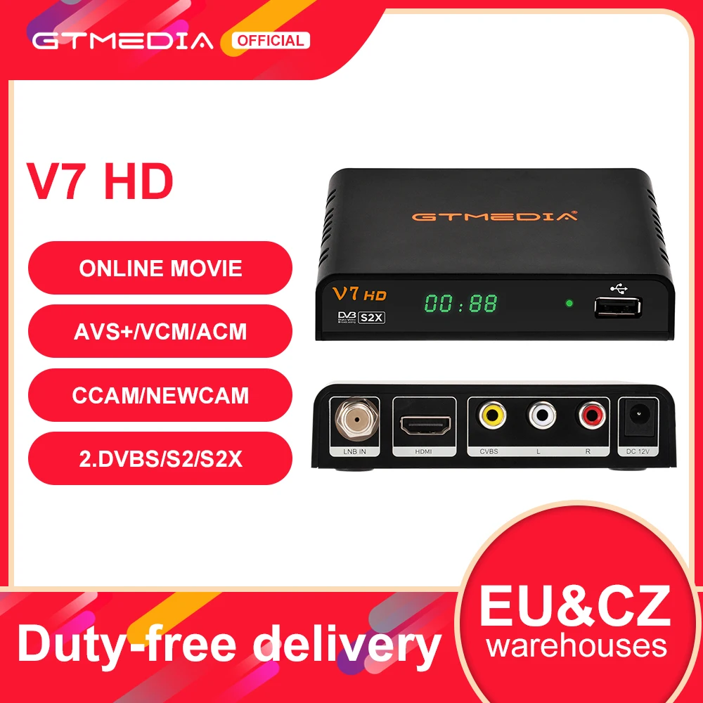 GTMEDIA V7HD Support DVB-S/S2/S2X AVS+ BISS Auto Roll Full PowerVu Unicable USB Wifi Dongle Youtube Youporn V7 HD | Электроника