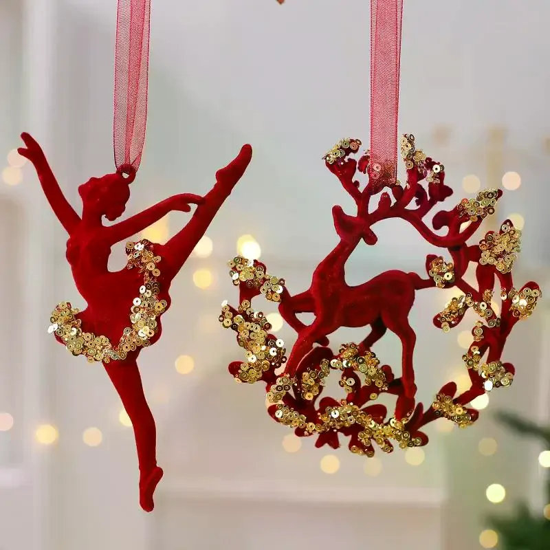 Exquisite Elk & Snowflake Wreath Hanging Pendant for Christmas Tree, Perfect for Home Décor and New Year Gift