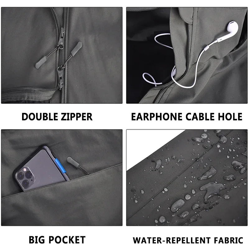 Men SoftShell Jacket Casual Airsoft Tactical Jackets Waterproof Windproof Hooded Coat Outdoor Hiking Softair Men Clothing 6