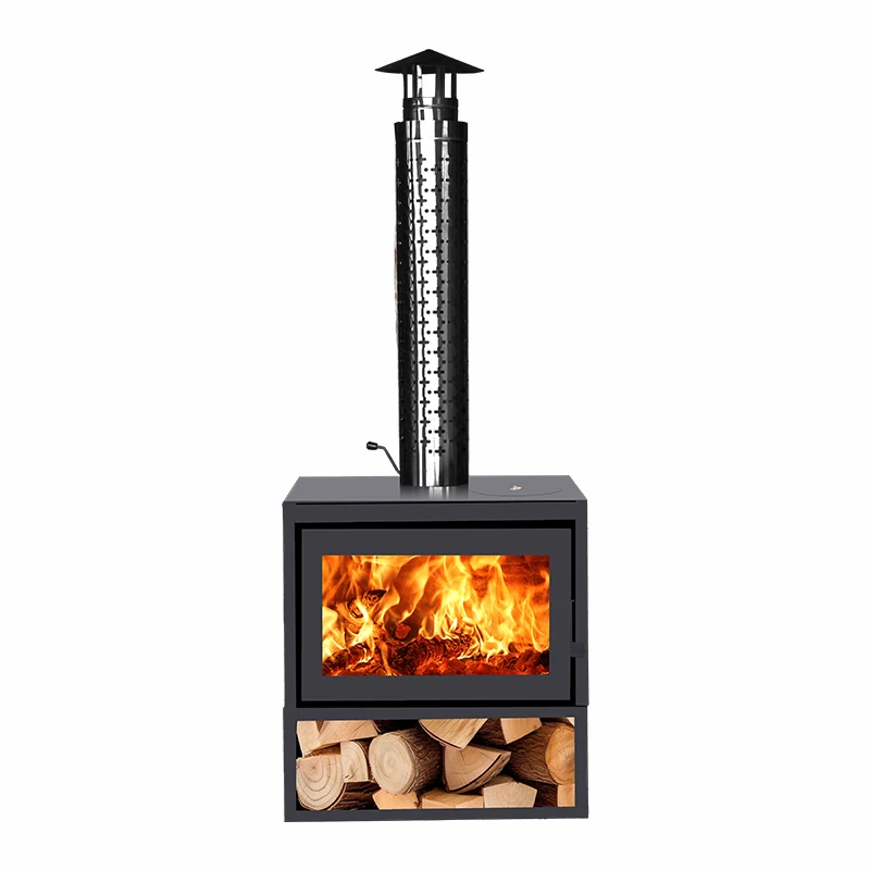 Real stove burning wood winter fireplace rural indoor home retro European style villa heating