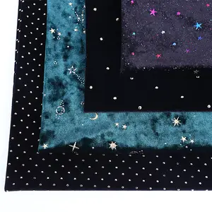 3/5/10m Luxury Embroidery Shiny Star Crushed Velvet Upholstery Fabric Plush  Decor Material For Furniture