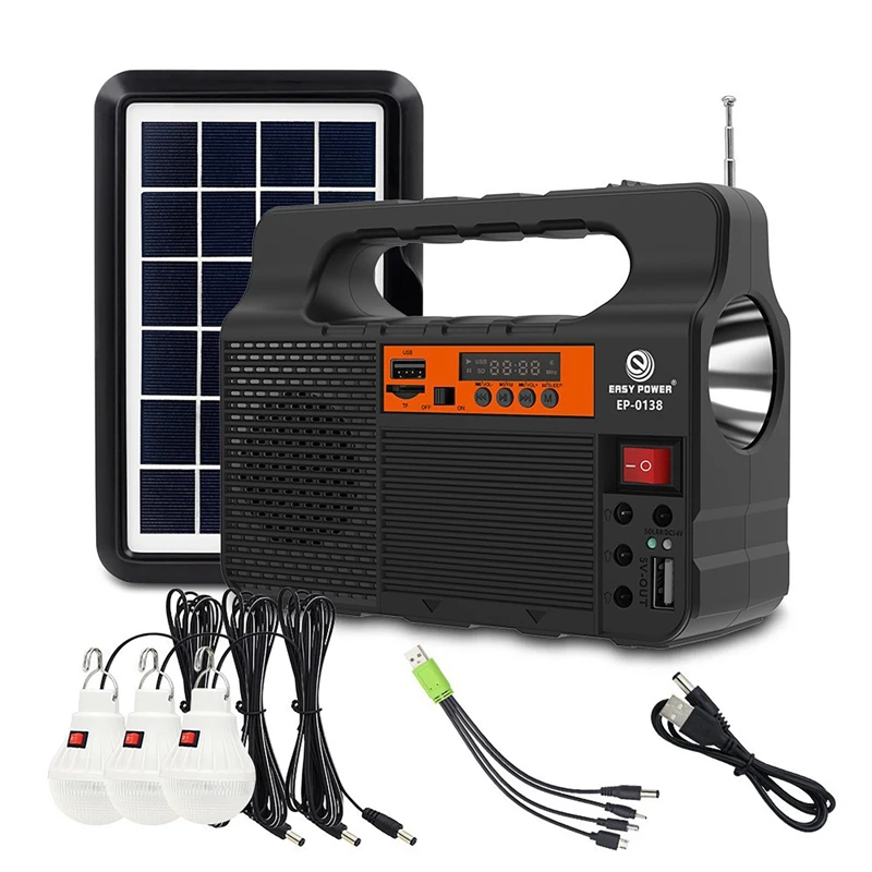 Iluminación Solar portátil, Kit generador de Panel de energía Solar con 3 bombillas LED, iluminación Solar para acampar al aire libre, senderismo, sistema doméstico pequeño