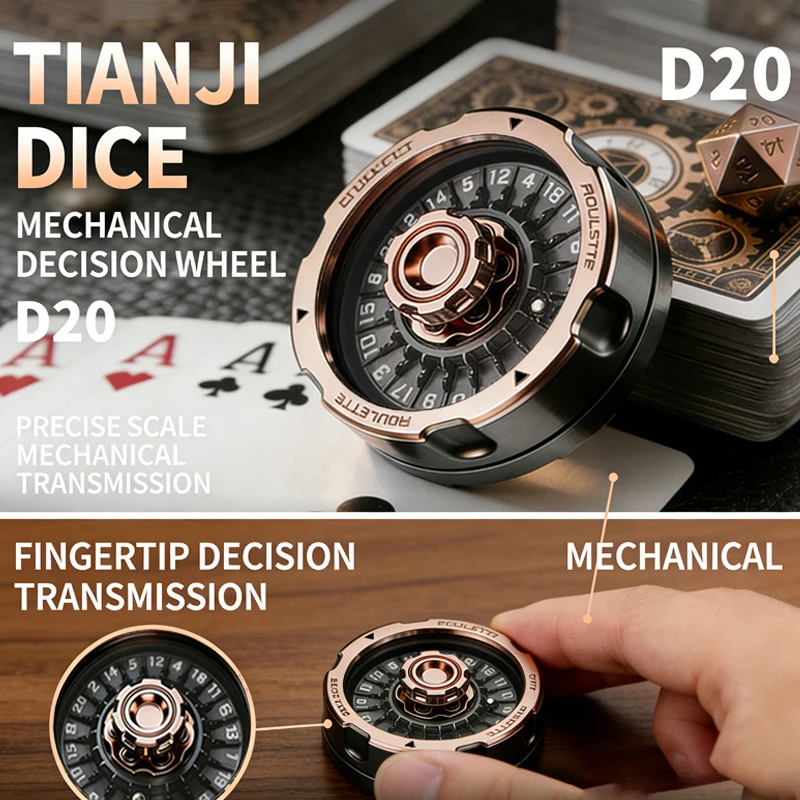 D20 다이스 럭키 룰렛 스피닝 휠 피젯 토이 스트레스 해소 불안 완화 EDC 장난감 데스크 가젯 DND RPG 테이블 게임 압축 해소 장치
