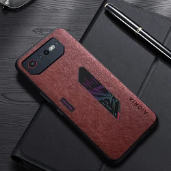 Luxury Leather Business Cover for Asus ROG Phone - Simple Design Case (Coffee)