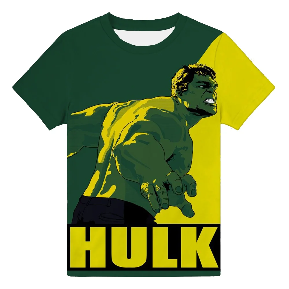 Cool Boys Summer Short Sleeve T-shirt 2023 Newest Green Hulk 3D Print Teenager Clothes 4