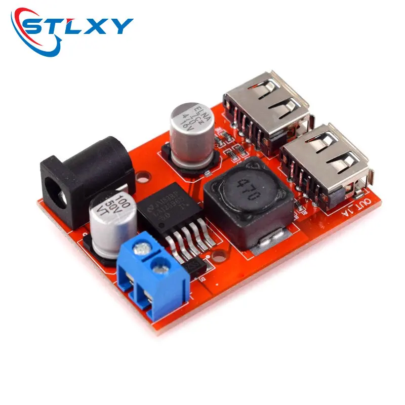 LM2596 LM2596S Dual USB DC-DC 9V 12V 24V 36V to 5V 3A Step Down Buck Converter Board Car Charger แหล่งจ่ายไฟพลังงานแสงอาทิตย์โมดูล 1