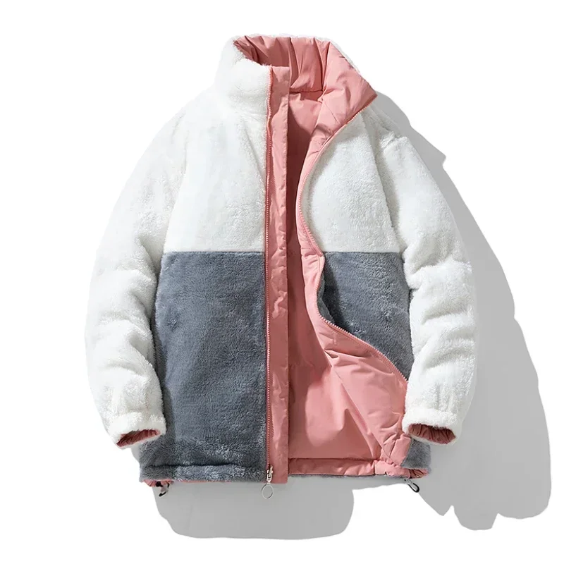 Men's Winter Parkas Double Sides Wear Warmer Windbreaker Couple Cotton-padded Coat Outerwear Quality Down Jackets Plus Size 5XL