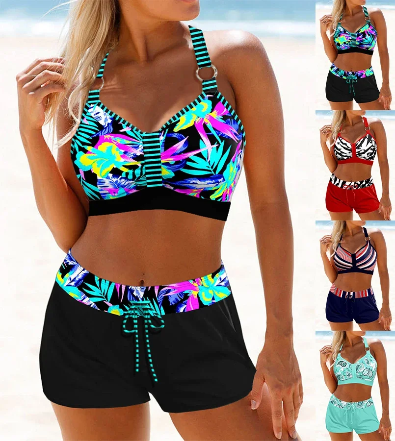 Women's Sexy Casual Resort Style Swimsuit Strap Adjustable Fashion Women's Printed Bikini Swimsuit Set S-6XL women swimsuit women two piece sets