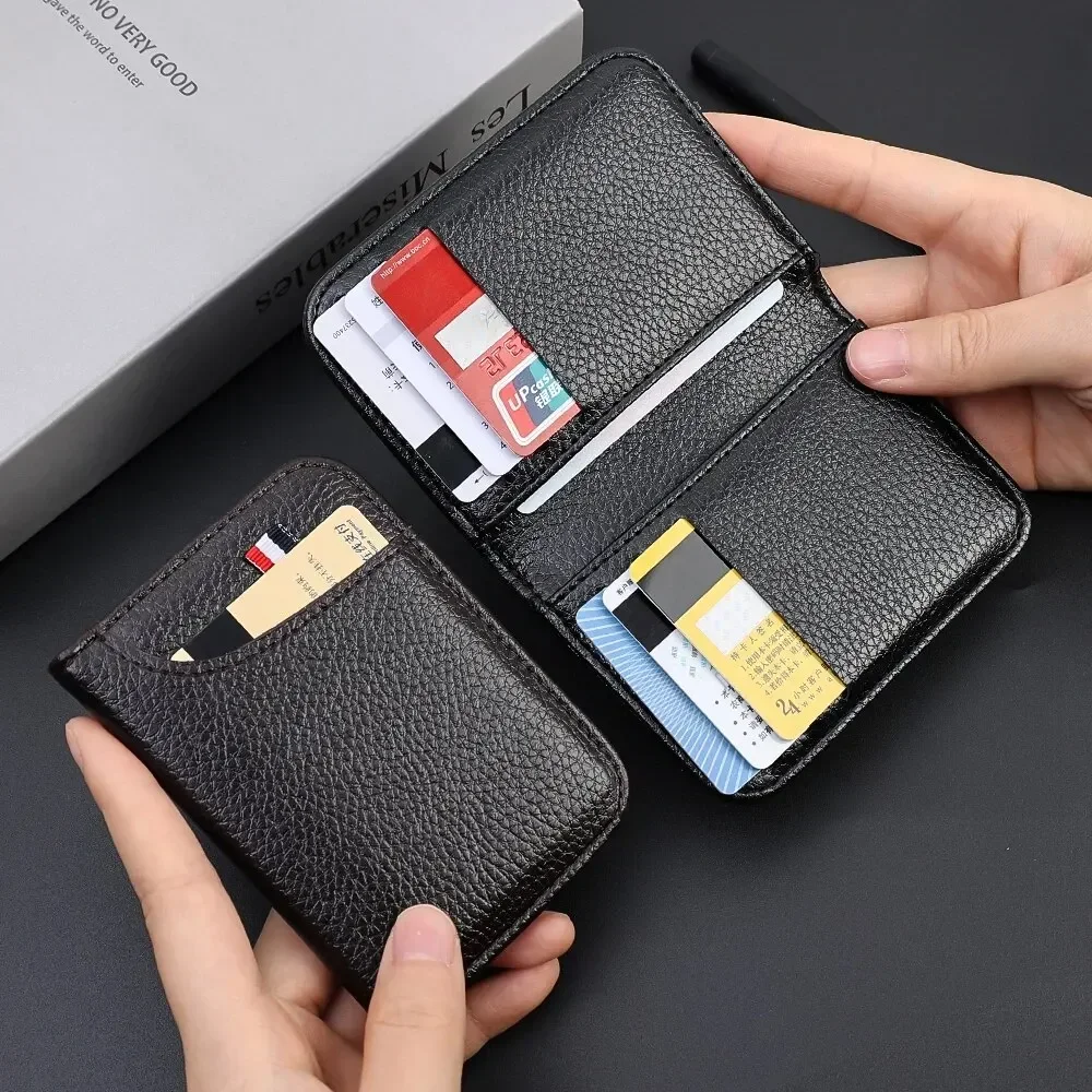 Portable Men's PU Leather Mini Wallet ID Credit Card Wallet Purse Card Holders Thin Small Short Wallets