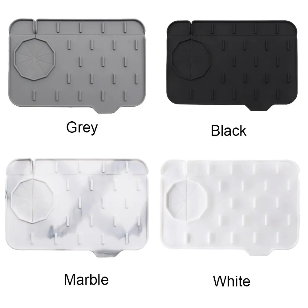 Washable Faucet Absorbent Mat Silicone Drain Pad Splash Catcher Splash-proof Faucet Wraparound Dish Drying Pads Kitchen Supplies