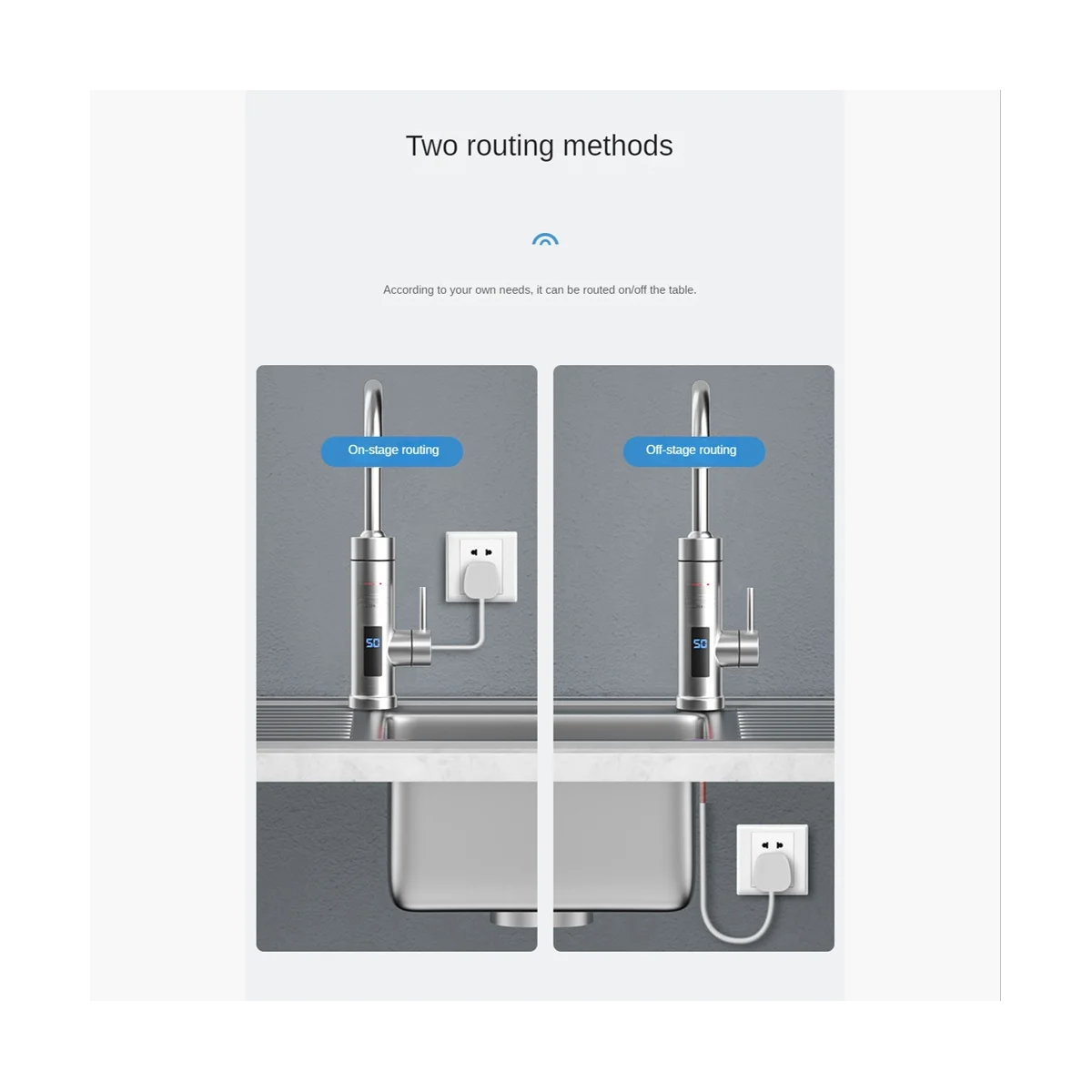 

Stainless Steel Electric Water Heater Temperature Display Tankless Instant Hot Water Faucet Water Heater EU Plug