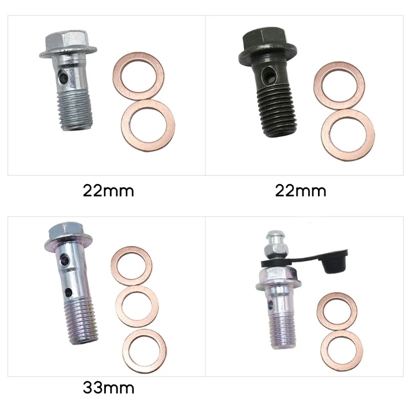 10 Pcs Motorcycle Banjo Bolts & Washers Brake Hoses Banjo Bolts Motorcycle Brake Caliper Screws Durbale