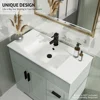 36" Bathroom Vanities Sink Combo Set, Modern Cabinet w/Wave Lines, Undermount Ceramic Sink w/Matte Black Faucet Drain 4