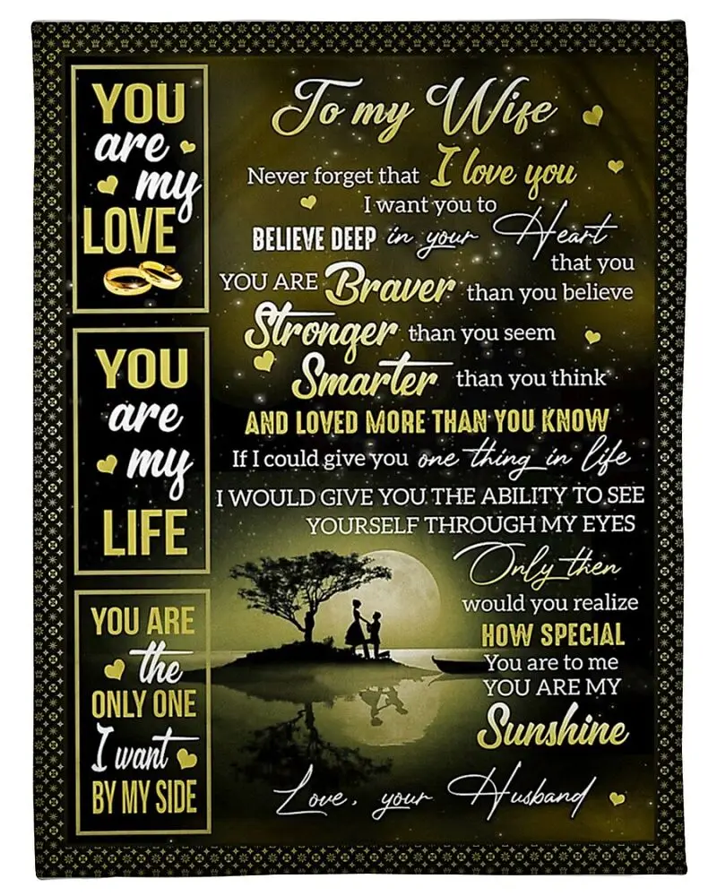 

To My Wife Blanket Gift From Husband Fleece Sherpa My Sunshine Blankets For Her