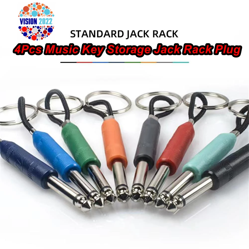 4Pcs Guitar Key Holder Wall Keychain Storage Jack Rack Zinc Alloy 6