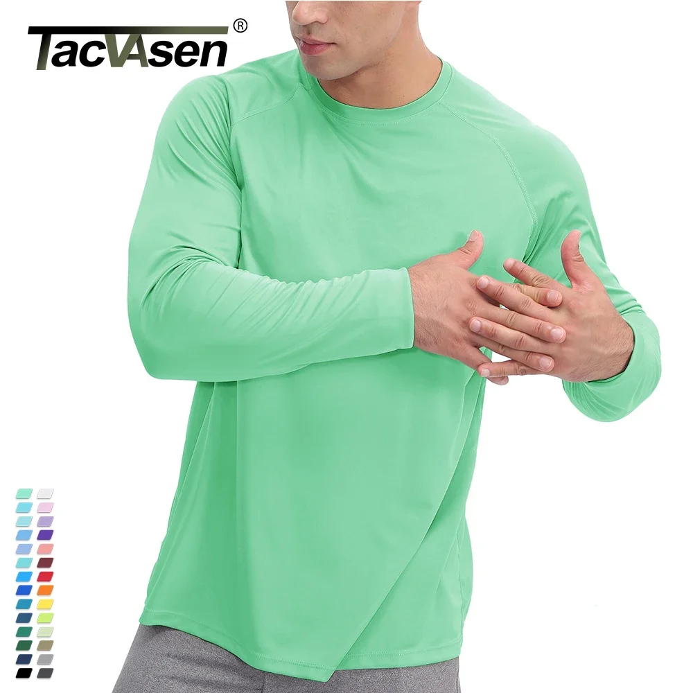 TACVASEN Sun Protection T-shirts Summer UPF 50+ Mens Long Sleeve Quick Dry  Athlectic Sports Hiking Performance T-shirts Tee Tops