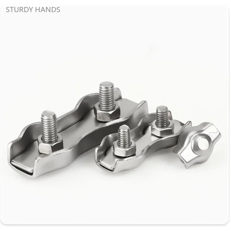 

2PCS304 Stainless Steel Wire Rope Single Clip Double Clip Fastening Clip Locking Clip Joint M2M3M4M5M6M8M10 ELECTRICAL