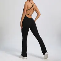 Sport Long Jumpsuits Backless Overalls for Women One Pieces Streetwear Yoga Workout Flare Pants Gym Sportswear Woman Clothing - Image 4