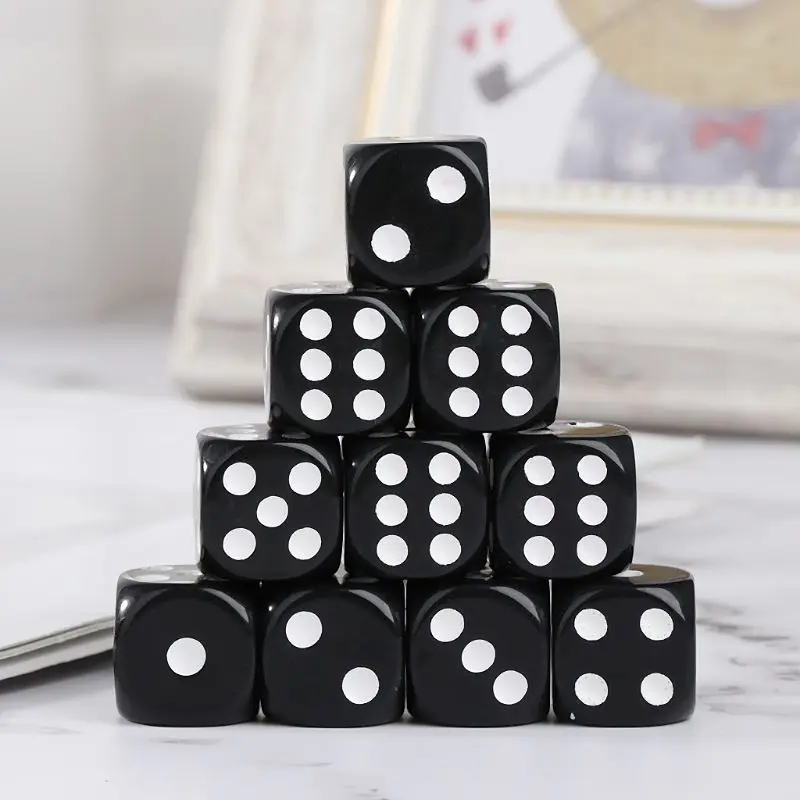 

10pcs 16mm Acrylic Black/White 6 Sided Casino Game Bar Party Multi Sides for Board Game
