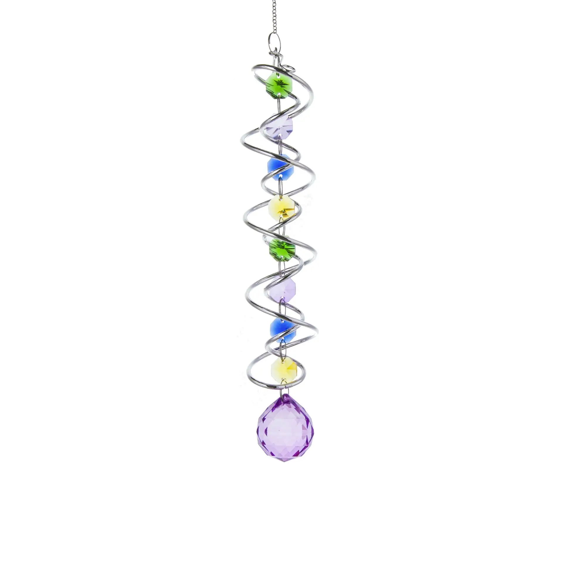 Crystal Suncatcher 3D Spiral Tailwind Spinning Crystal Ball Eternal Power Wind Clock Rainbow Made Hanging Decora