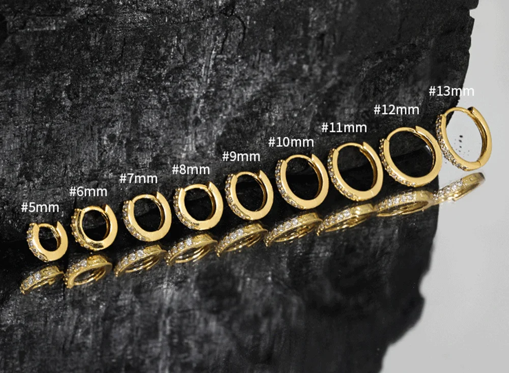 ANDYWEN 925 Sterling Silver Gold Zircon CZ 5mm 6mm 7mm 8mm To 13mm Huggies Hoops Piercing Pendiente Clips Luxury Fine Jewelry 6