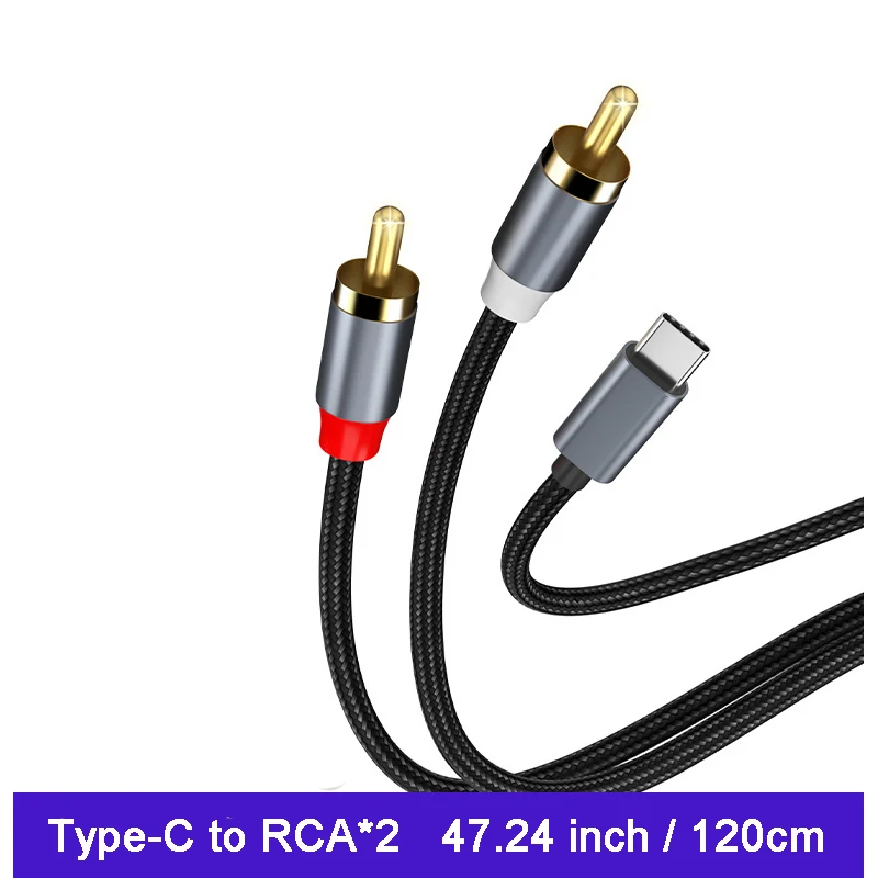 USB C to RCA Audio Cable USB Type C to 2 Male RCA Adapter Audio Stereo