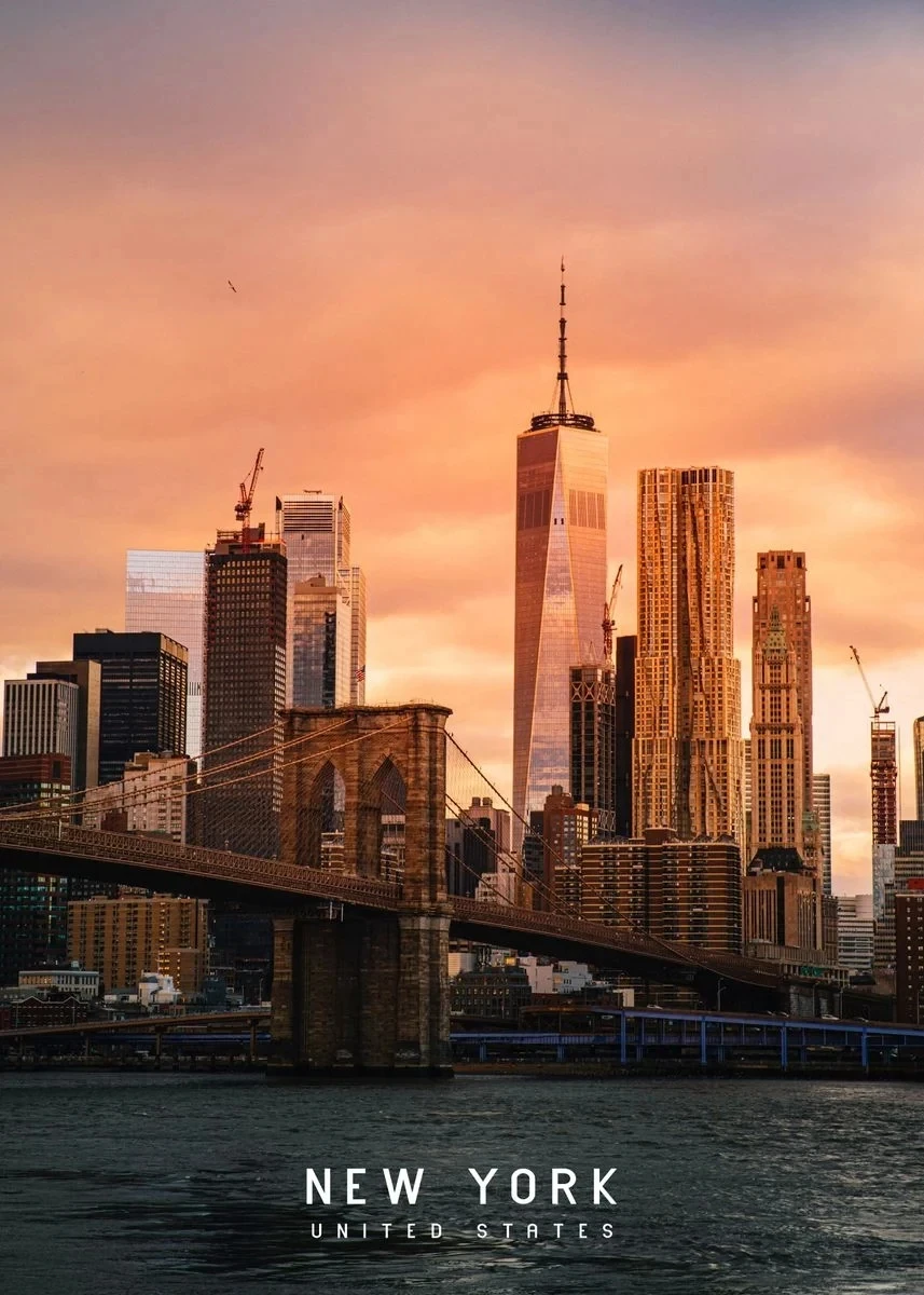 Manhattan Night Skyline Wall Art Canvas Print