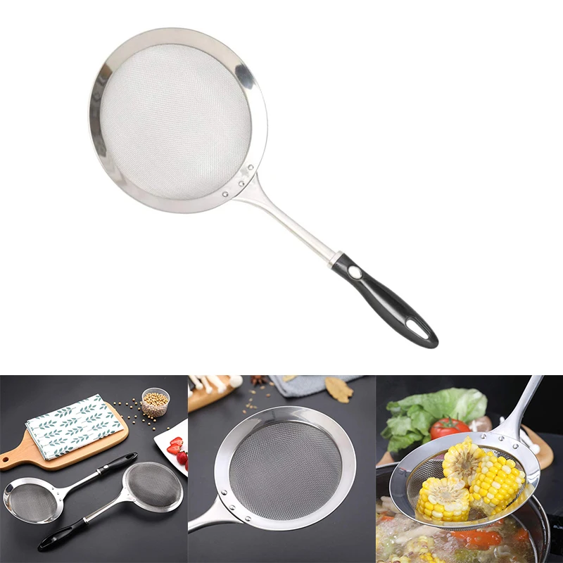 

Stainless Steel Mesh Skimmer Strainer Wire Sieve Sifter Strainer Ladle Spoon For Pasta Rice Juice Flour Soy Milk