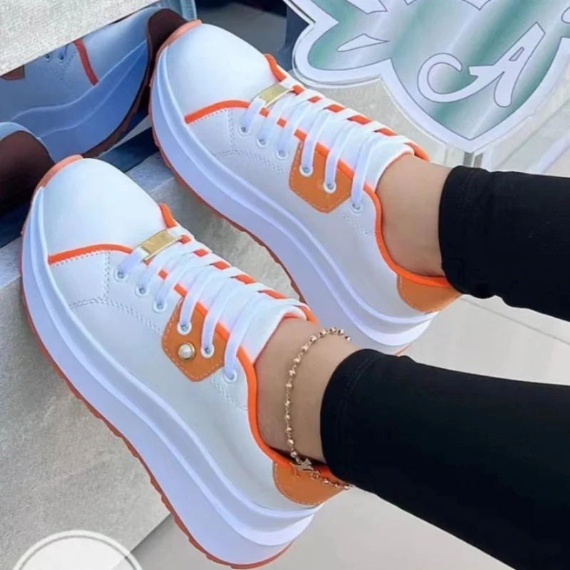 

туфли на плоской подошве обувь весна осень женская весенняя обувь обувь женская Кроссовки женские на толстой подошве, повседневная прогулочная обувь, на шнуровке, низкие, разные цвета, большие размеры, весна-осень