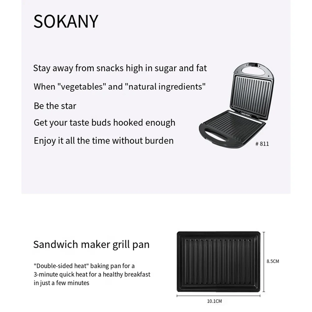 Electric Sandwich Maker Large Panini 1400W Cooking Kitchen Appliance Breakfast Waffle Maker Anti Stick Coated Sheet 5