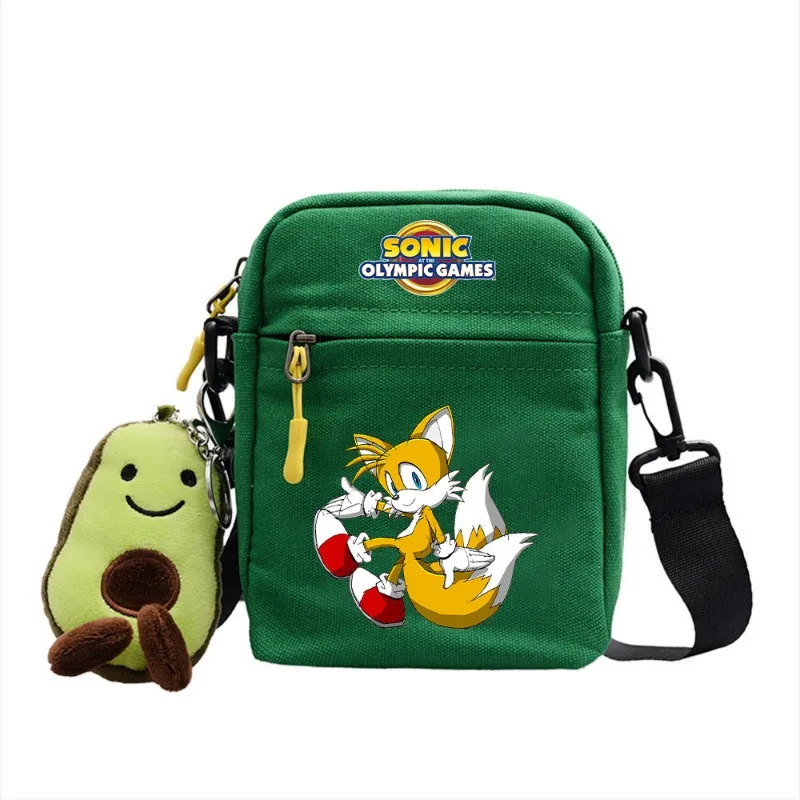 thumbnail image 1 of Bolsos de hombro de lona de Sonic The Hedgehog, bolsos de mensajero con estampado de lindas figuras de dibujos animados, bolsos de almacenamiento para teléfono cuadrados pequeños de Anime Kawaii, 1 of 5