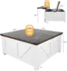 Farmhouse Lift Top Coffee Table with Storage, Wood Square Center Table with Charging Station&USB Ports,Living Room Central Table 2