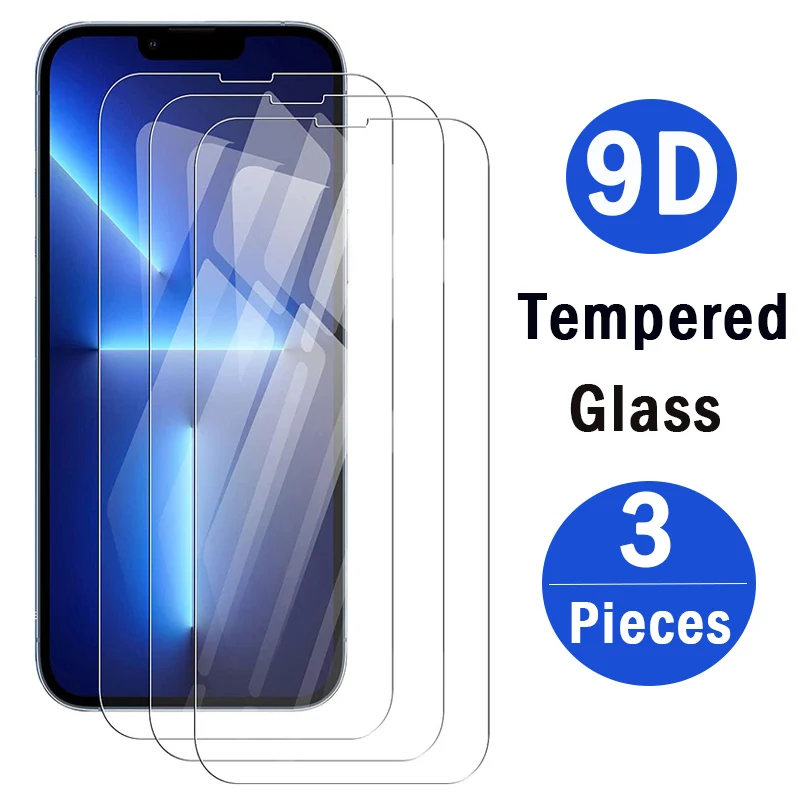 3Pcs Full Cover Protection Glass Per Iphone 14 13 12 11 Pro Max 13 Mini Screen Protector Iphone 6S 7 8 Plus X Xr Xs Max Glass