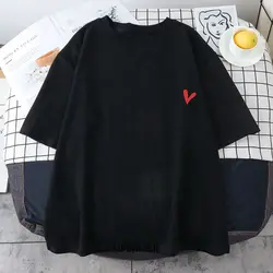 Plus Size 6XL 150 KG Summer Cotton T Shirt Women Hearted Printed Tees Loose Harajuku Tops Black White Oversized Casual TShirt