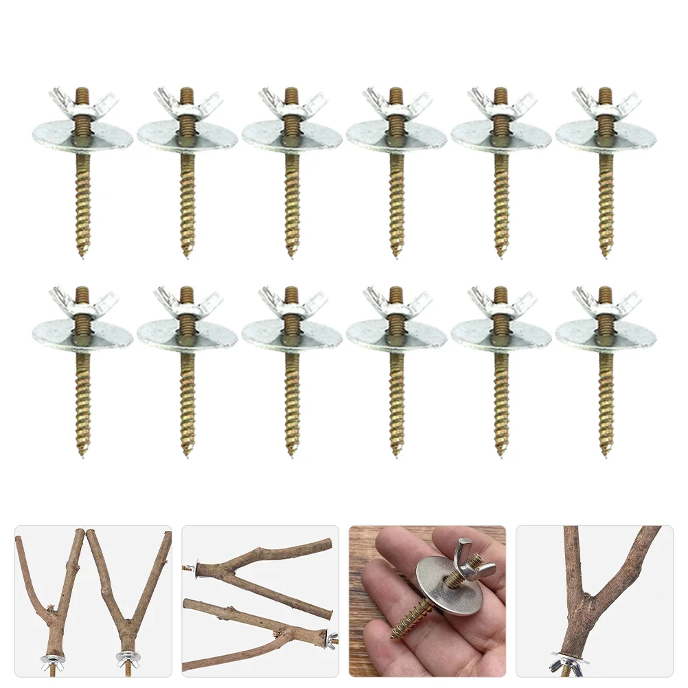 

12 Sets Stand Bar Accessories Fix Screws Nuts Bracket Bird Perch Fixing Metal Kit Supplies Gaskets Birdcage