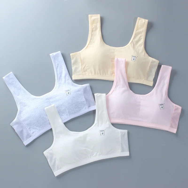 

8-16 years Summer Comfort Teen Girls Training Bras Puberty Wireless Elastic Bra Cotton Sport Tank Tops Underwear