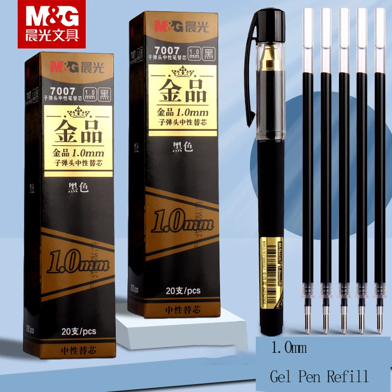M&G 1.0mm 두께 젤 펜 리필 블랙 팁 다양한 펜과 호환 가능 학생 및 사무용으로 이상적