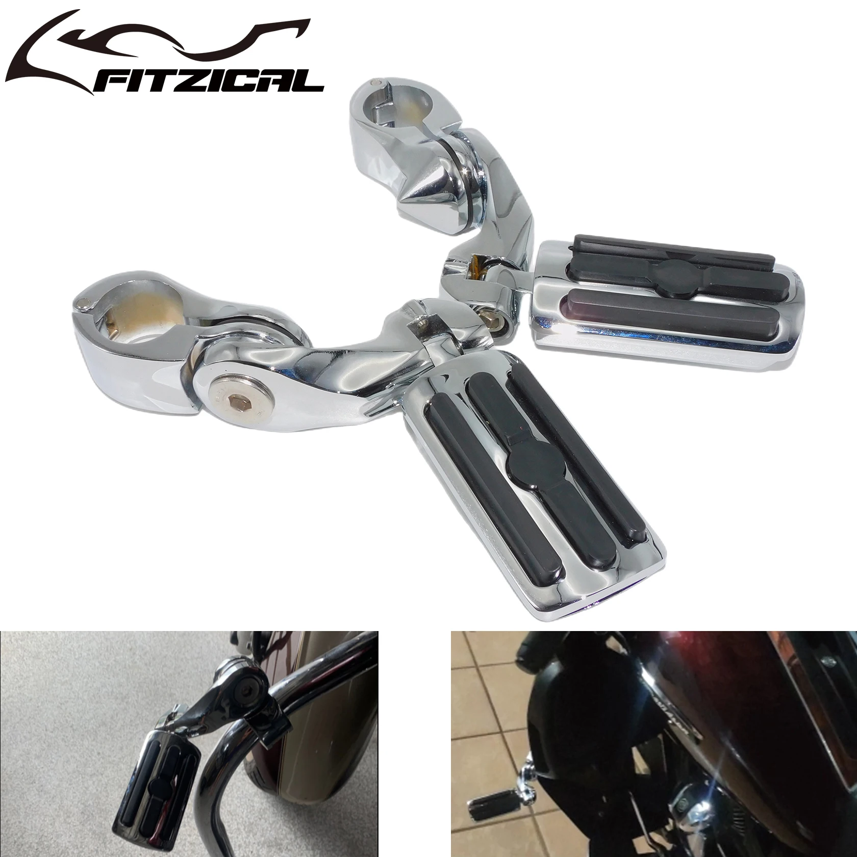 

Motorcycle Short Highway Foot Pegs 1-1/4" Crash Bar Engine Guard Rest Pedal For Harley Touring Dyna Wide Glide Softail Breakout