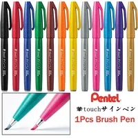 1pcs Japan Pentel Touch Brush Pen Soft Tip Pastel Color Calligraphy Pens Drawing Art Markers Lettering School Art Supplies 1