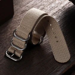 Cotton Nylon Military - Style Watch Strap - 20mm/22mm, Unisex Sport Wristband - 20mm (Khaki)