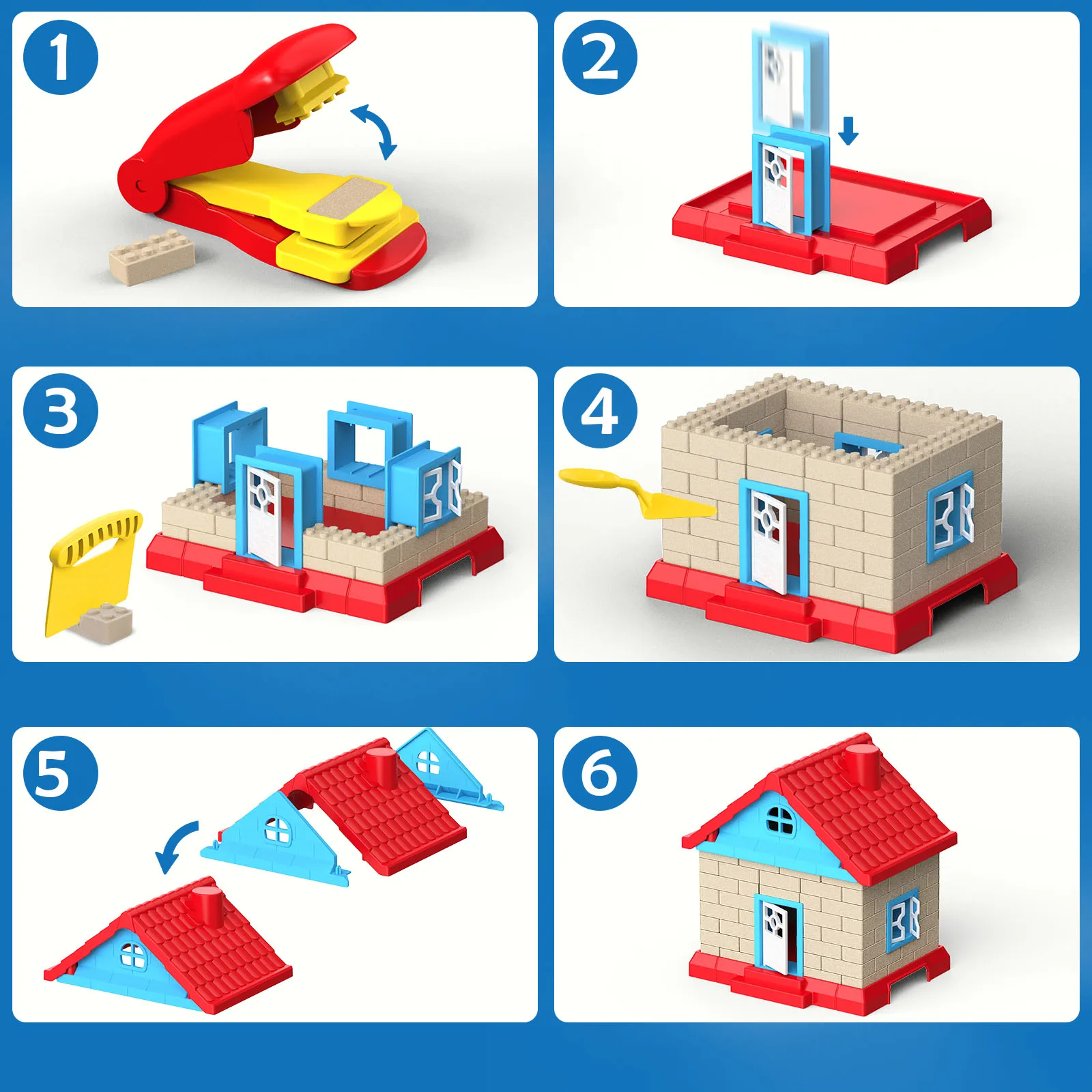 14PCS/Set Children's Beach Toys Snow Toys Fun Creative Outdoor Play  3D Sand House Building Blocks Game for Boy's Girl's Gifts 2