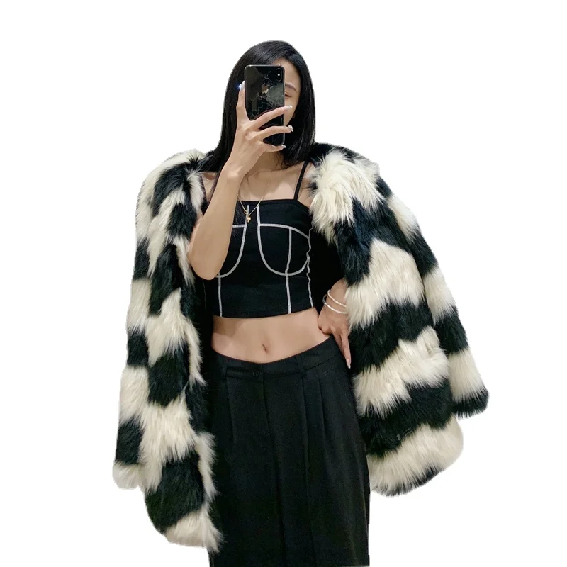 

New Imported Whole Leather Fox Fur High-Grade Striped Fur Coat for Women Winter Mid-Length Young Haining