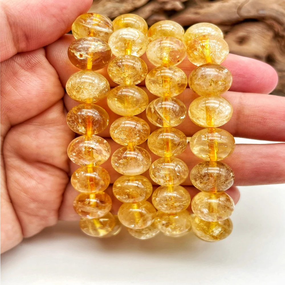 Natural Citrine Stone Round Loose Spacer Beads For Jewelry Making Bracelet Handmade Ornament DIY Decorative Accessories