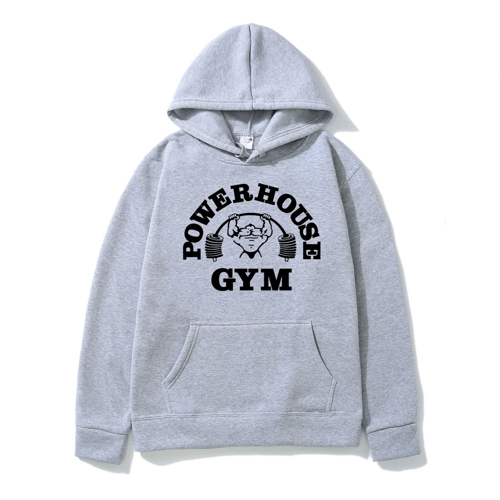 Powerhouse Gym Graphic Logo Hoodie Men Geek Fitness Pullover Hoodies Clothes Oversized Long Sleeve Sweatshirt Gothic Streetwear