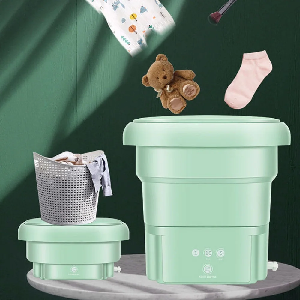 3 in 1 mini Folding Ultrasonic Washing Machine Portable Turbo Personal Rotating Automatic Cycle Cleaning Washer Dryer Bucket