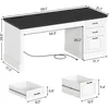 Office Desk, 55" Executive Computer Desk, 3 Drawers, Farmhouse Style, Power Outlet 2