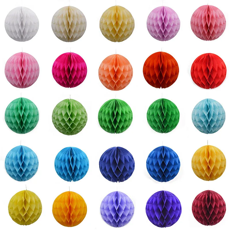 1Pcs 4/6/8inch Chinese Round Hanging Paper Honeycomb Flowers Balls Crafts Party Wedding Home DIY Decoration Paper Lantern Pompom