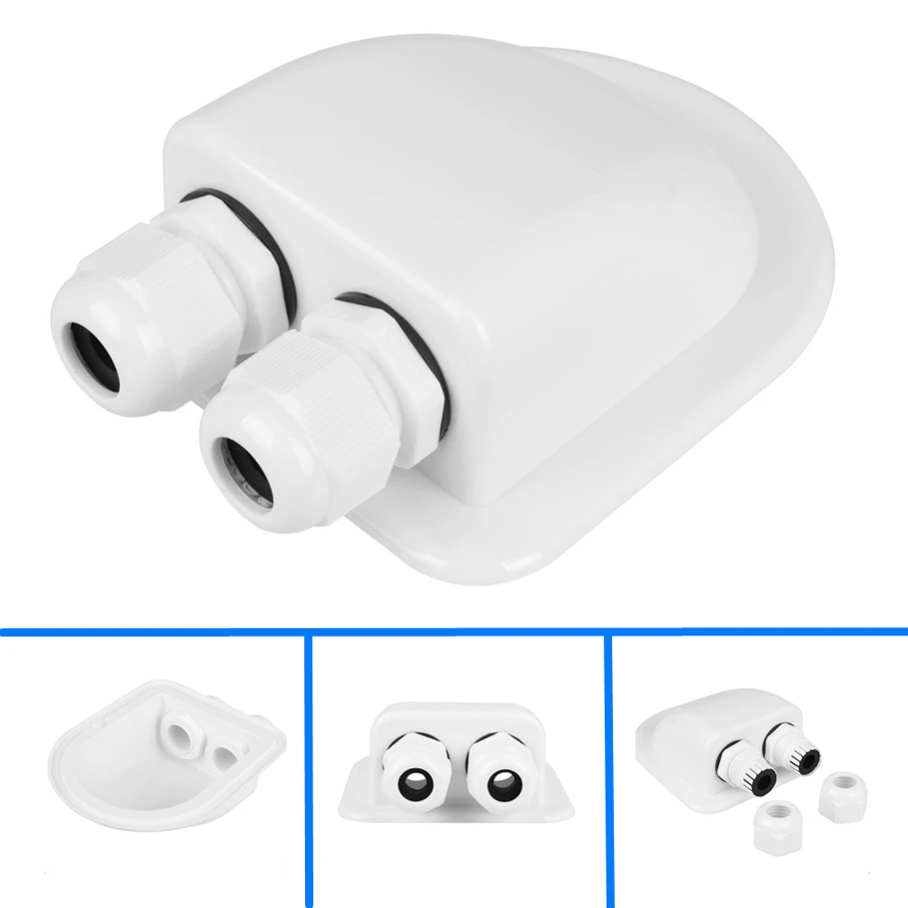 White Plastic RV Junction Box for Solar Cable Entry