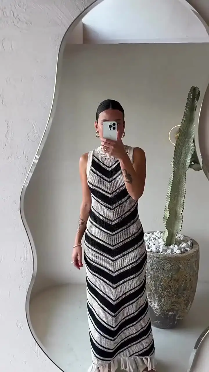 tassel knit beach dress Queen of The Beach Tassel Cutout Knit Cover-up Dress – prettylilygal